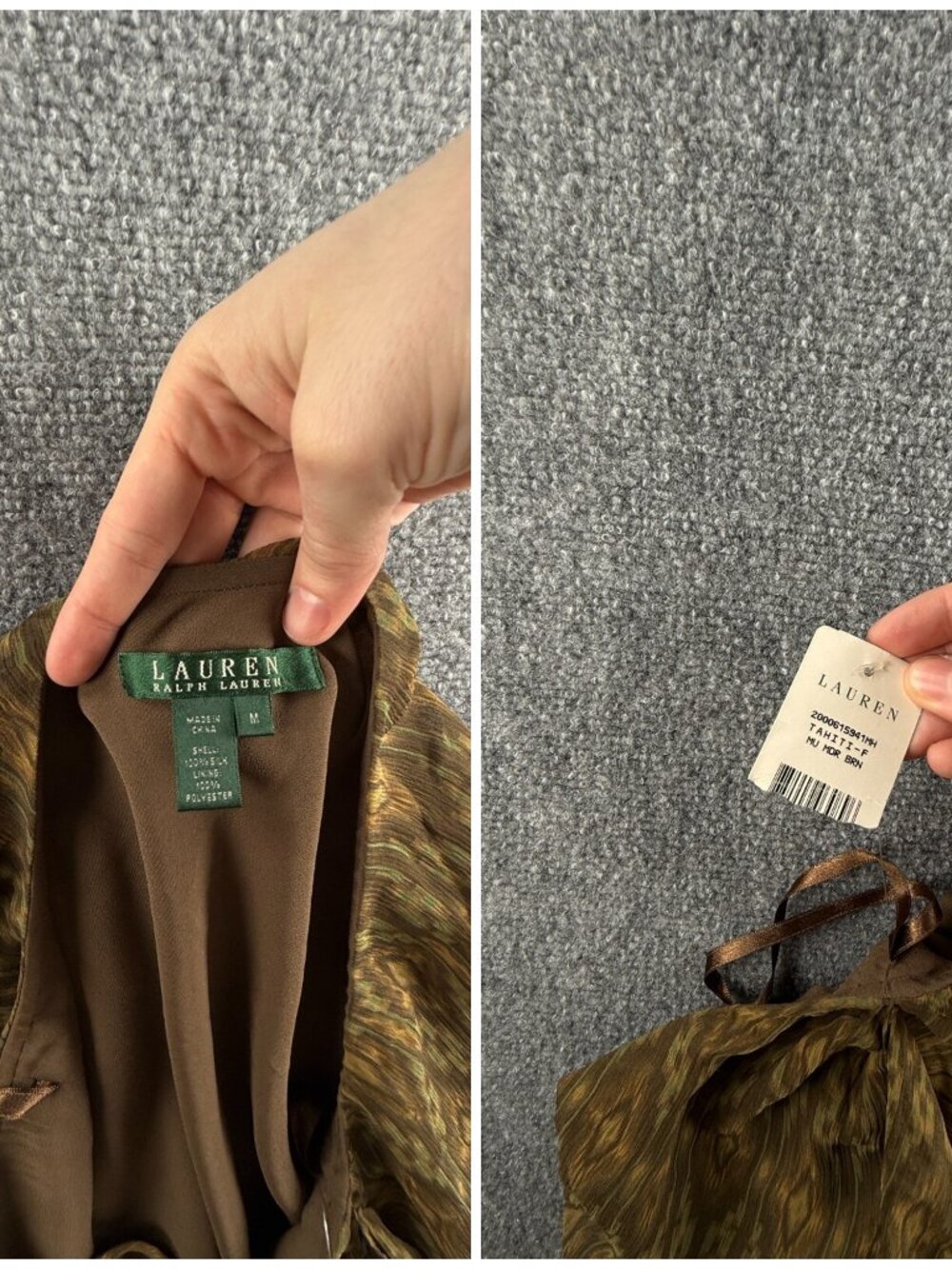 NWT Lauren Ralph Lauren TAHITI Silk Modern Brown Green Ruffle Skirt Size Medium - Picture 16 of 16